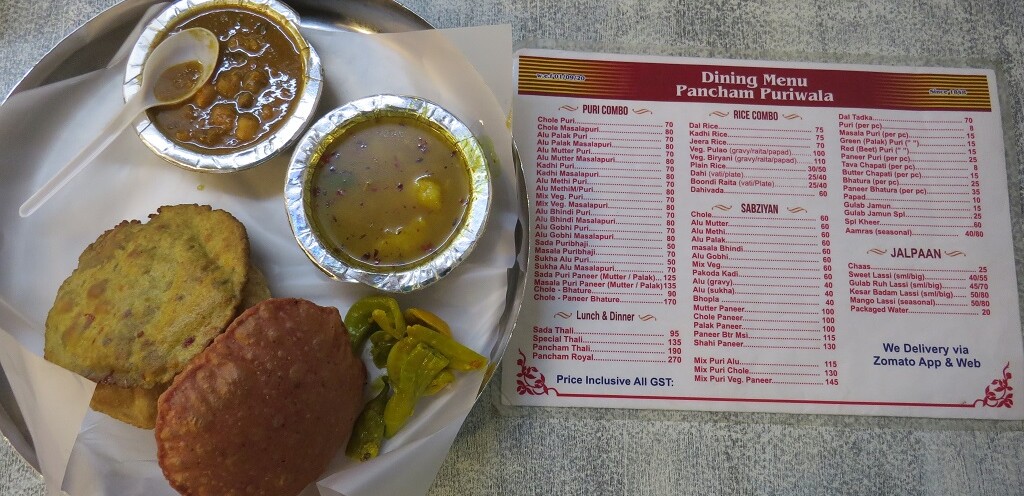 Mix. Puri Chole as Breakfast at Pancham Puriwala, Mumbai (Maharashtra, India)