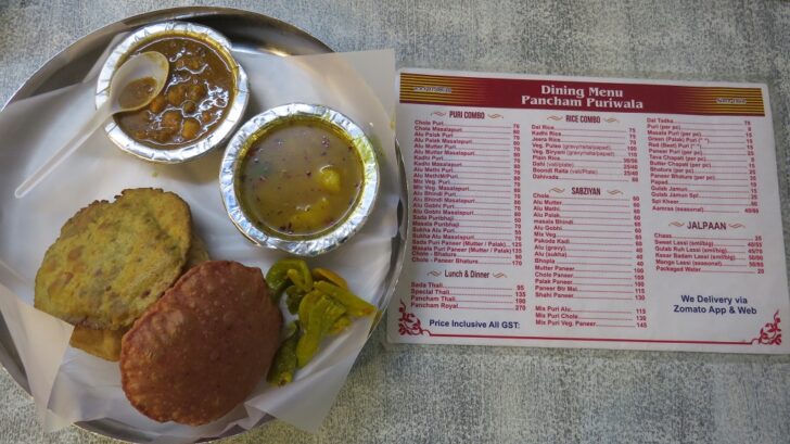 Mix. Puri Chole as Breakfast at Pancham Puriwala, Mumbai (Maharashtra, India)