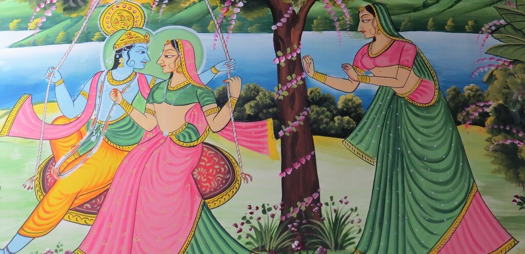 Kishangarh Painting on Platform 1 of Jaipur Station (Rajasthan, India)