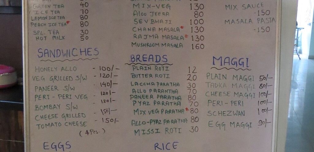 Menu of Zostel Cafe, Jaipur (Rajasthan, India)