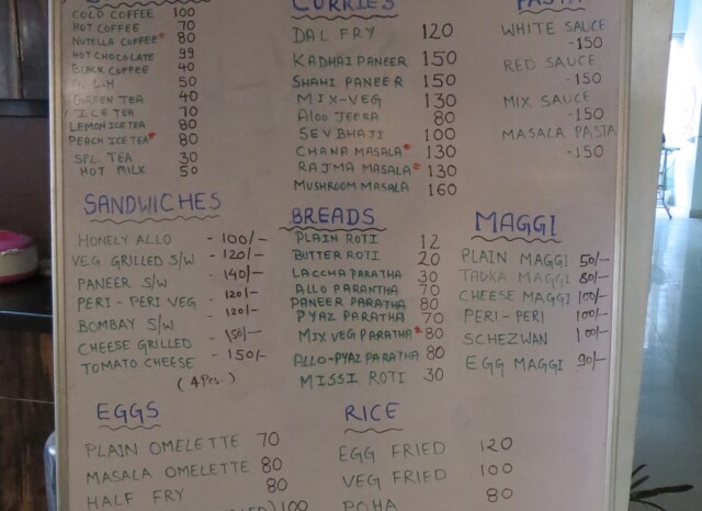 Menu of Zostel Cafe, Jaipur (Rajasthan, India)