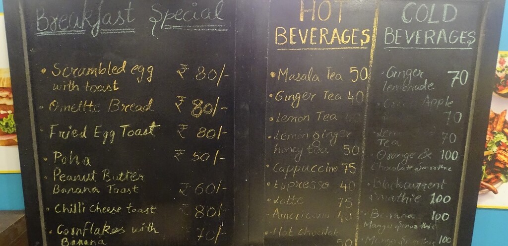 Menu of goSTOPS (Backpackers Hostel) Cafe, Delhi, India