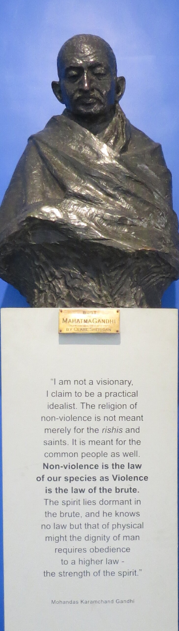 Bust of Mahatma Gandhi by Clare Sheridan (Chhatrapati Shivaji Maharaj Vastu Sangrahalaya, Mumbai, Maharashtra, India)