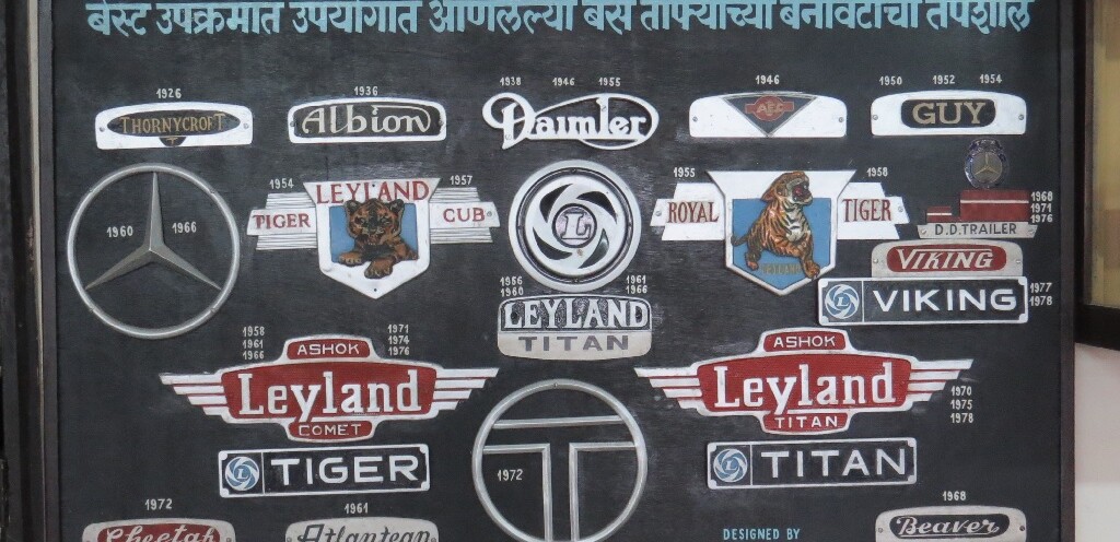 Different Brands-Makers as Part of The BEST Fleet (Best Museum, Anik Bus Depot, Sion, Mumbai, Maharashtra, India)