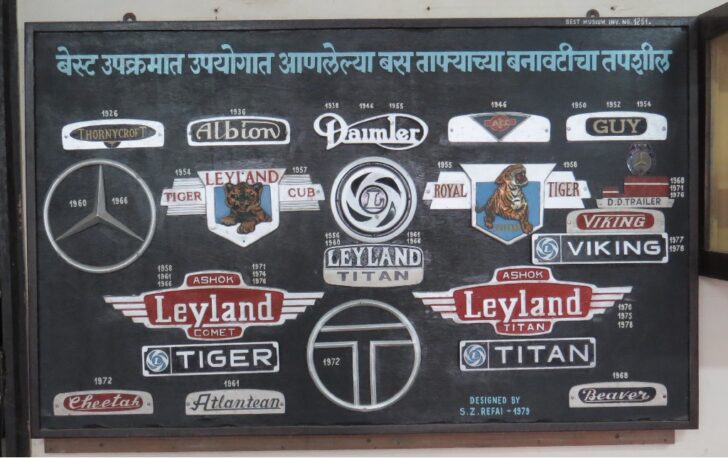 Different Brands-Makers as Part of The BEST Fleet (Best Museum, Anik Bus Depot, Sion, Mumbai, Maharashtra, India)
