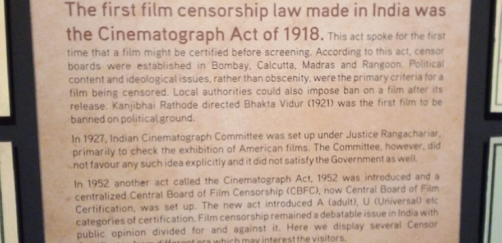 What was The First Film Censorship Law made in India (National Museum of Indian Cinema, Mumbai, Maharashtra, India)