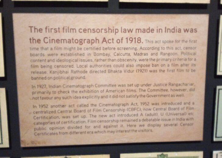 What was The First Film Censorship Law made in India (National Museum of Indian Cinema, Mumbai, Maharashtra, India)
