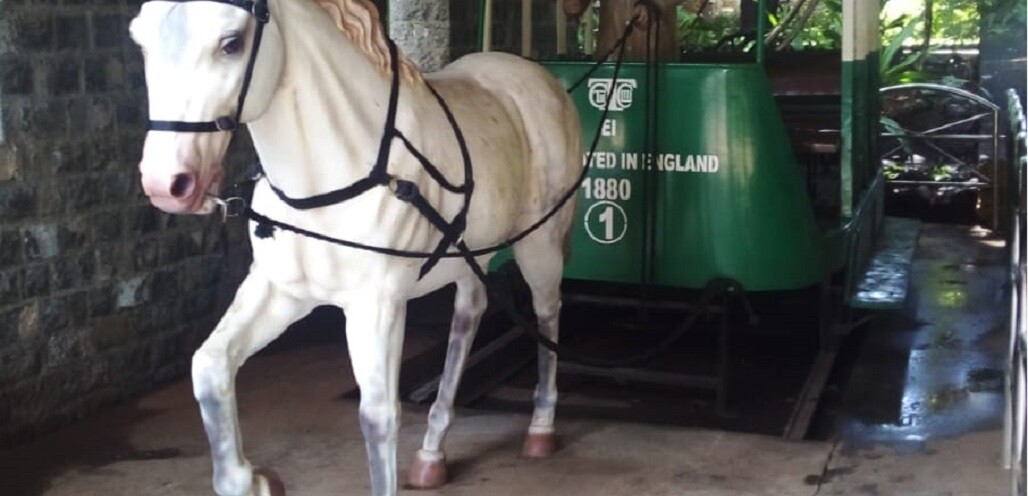 Horse Drawn Tram Car in Calcutta-1880 (Nehru Science Centre, Mumbai, India)