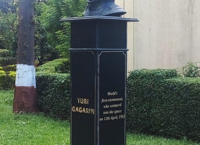 Statue of Yuri Gagarin at Nehru Science Center in Mumbai (Maharashtra, India)