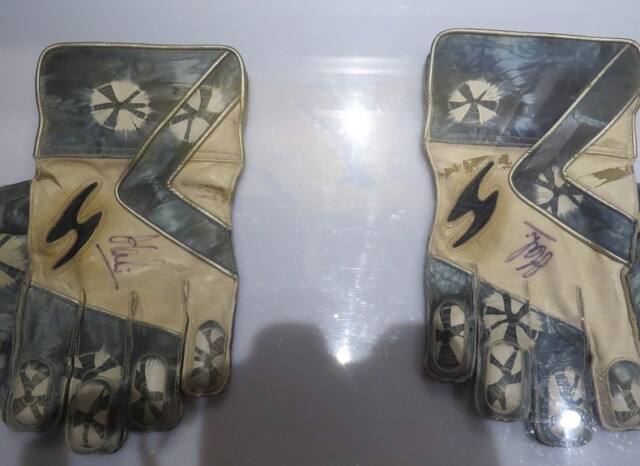 M. S. Dhoni 2011 Cricket World Cup Winning Gloves (‘Blades of Glory’ Cricket Museum in Pune, Maharashtra)
