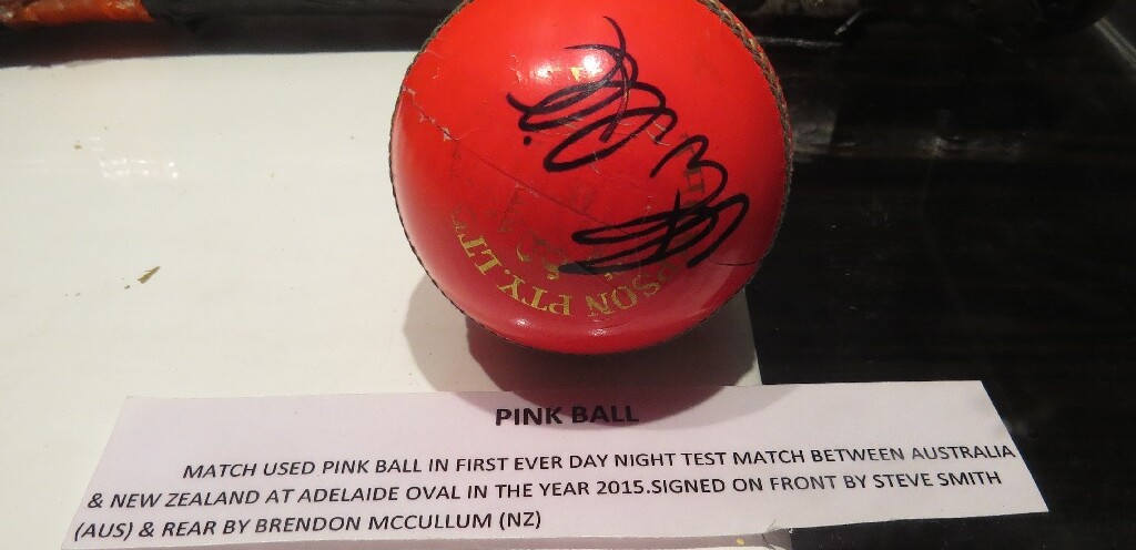 Pink Ball Used in First Ever Day & Night Test Match (‘Blades of Glory’ Cricket Museum in Pune, Maharashtra)