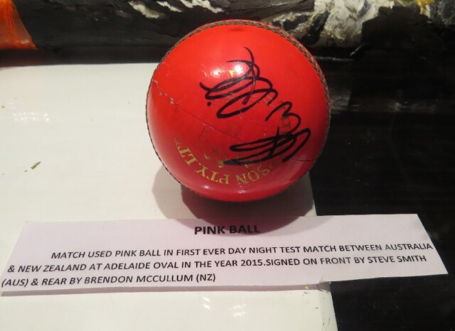 Pink Ball Used in First Ever Day & Night Test Match (‘Blades of Glory’ Cricket Museum in Pune, Maharashtra)