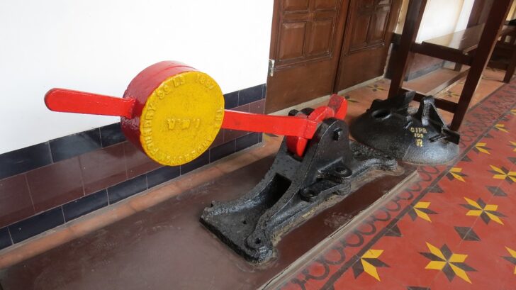 Old Railroad Track Switch Lever at CSMT Heritage Museum in Mumbai (Maharashtra, India)