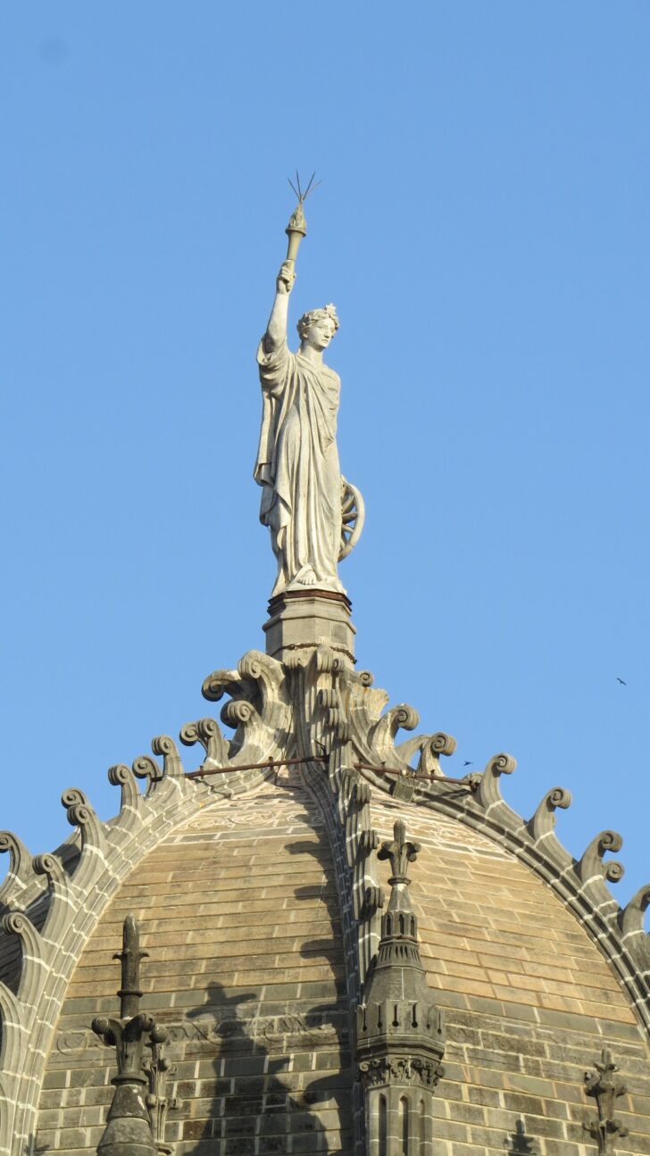 The Lady of Progress - The Statue Atop the CSMT Dome (Mumbai, Maharashtra, India)