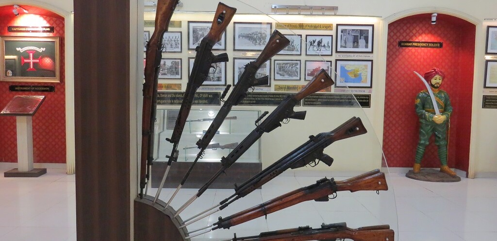 An Assorted Collection of Semi-Automatic Rifles at the National War Memorial Southern Command in Pune (Maharashtra, India)