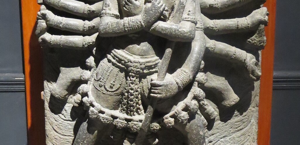 Twelve-Armed Chakrasamvara (Bhaumakara Period, 11th Century CE, Udayagiri, Odisha) at National Museum, New Delhi, India