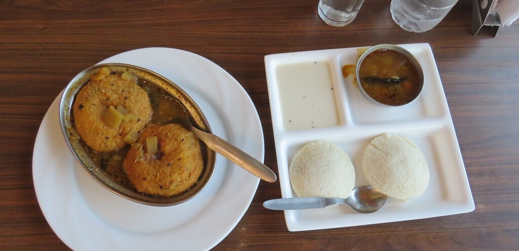 Idli-Vada-Sambar as Breakfast at Chotiwala By The Ganges (Rishikesh, Uttarakhand, India)