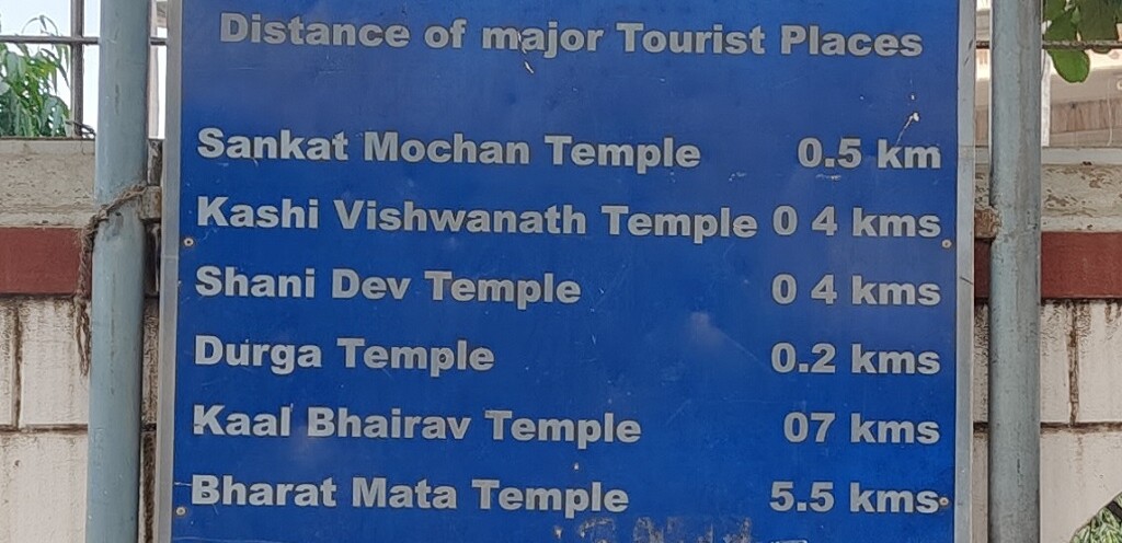 Distance of Major Tourist Places from Tulsi Manas Temple (Varanasi, Uttar Pradesh, India)