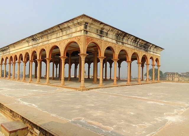 Chhappan Khambha (56 pillars) Baradari at Government Museum Fort, Bharatpur (Rajasthan, India)