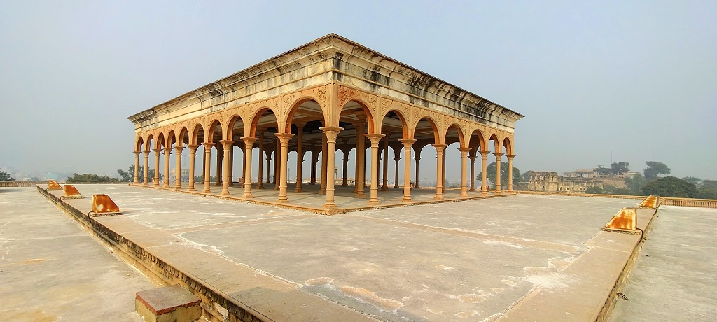 Chhappan Khambha (56 pillars) Baradari at Government Museum Fort, Bharatpur (Rajasthan, India)