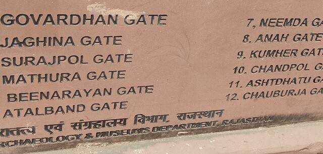 Name of 12 Gates in Bharatpur City (Rajasthan, India)