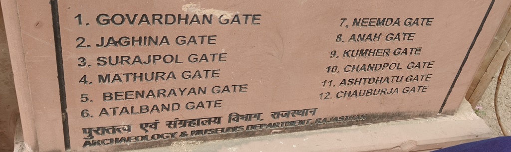 Name of 12 Gates in Bharatpur City (Rajasthan, India)