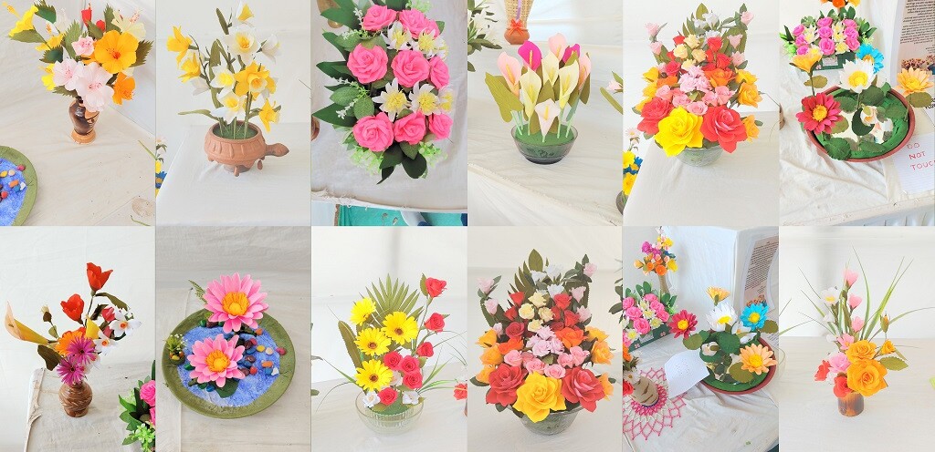Crepe Paper Flowers (by Smt. Malati Mehendale) at the 28th Mumbai Flower Show, Byculla Zoo in Mumbai (Maharashtra, India)