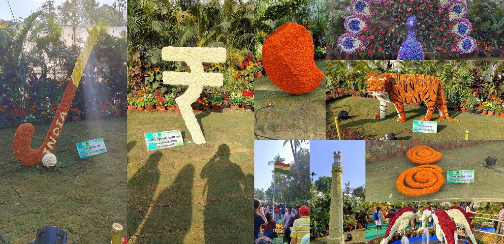 Floral Art Featuring National Symbols of India at 28th Mumbai Flower Show, Byculla Zoo (Mumbai, Maharashtra, India)
