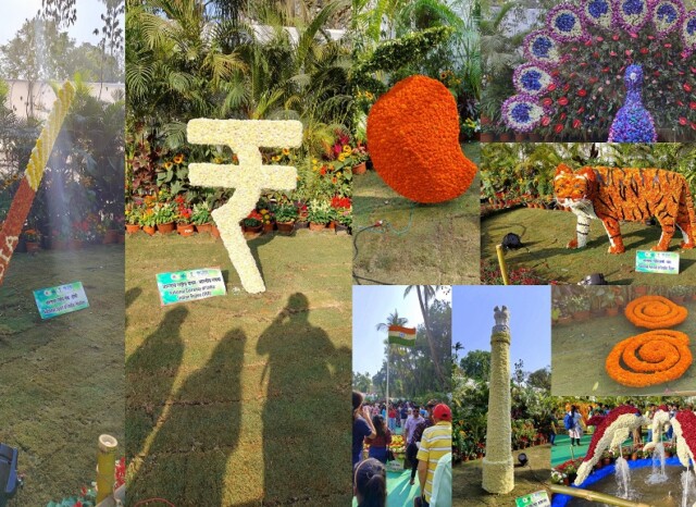 Floral Art Featuring National Symbols of India at 28th Mumbai Flower Show, Byculla Zoo (Mumbai, Maharashtra, India)