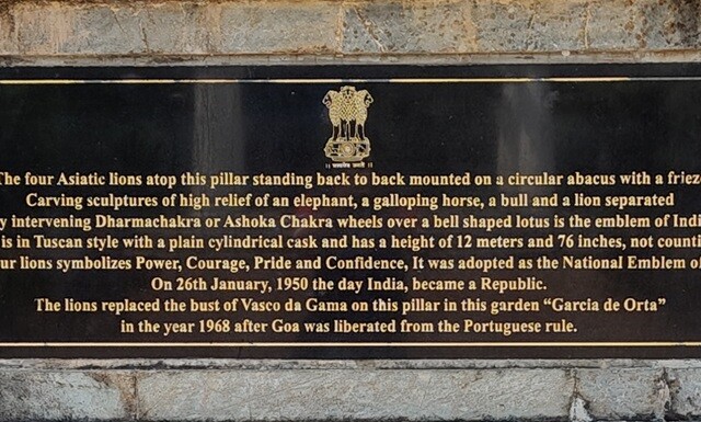 History of the Ashoka Pillar at Garcia de Orta - Municipal Garden in Panjim, Goa (India)