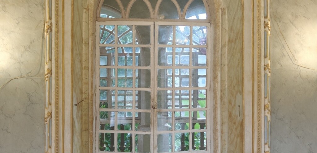 24 Carat Gold Coated Door Frame at Braganca Pereira Mansion in Chandor, Goa (India)
