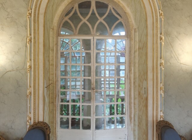 24 Carat Gold Coated Door Frame at Braganca Pereira Mansion in Chandor, Goa (India)