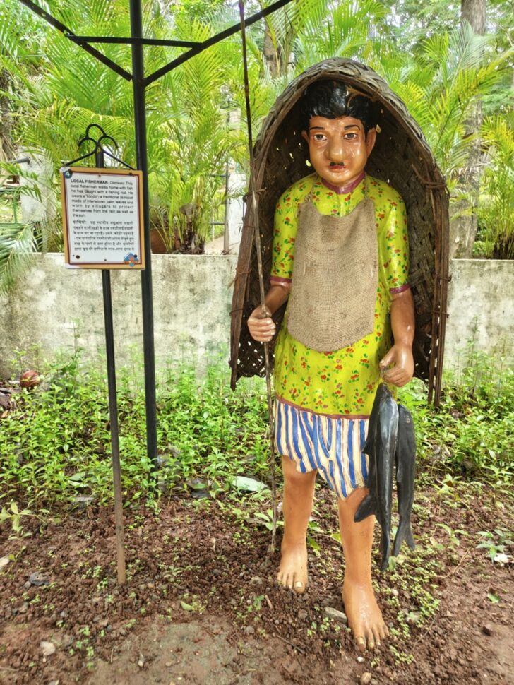 Dameao - Local Fisherman with 'Kondo' - a Traditional Raincoat at Big Foot, Goa (India)