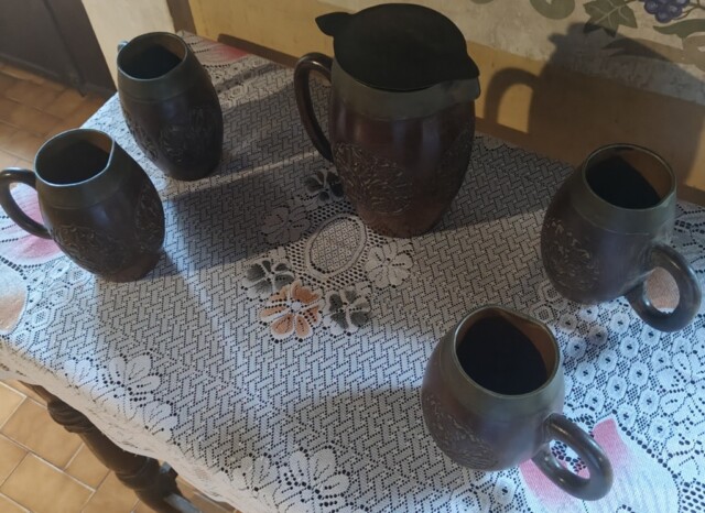 German Beer Mugs & Jar at 16th Century Braganca Pereira Mansion in Chandor, Goa (India)